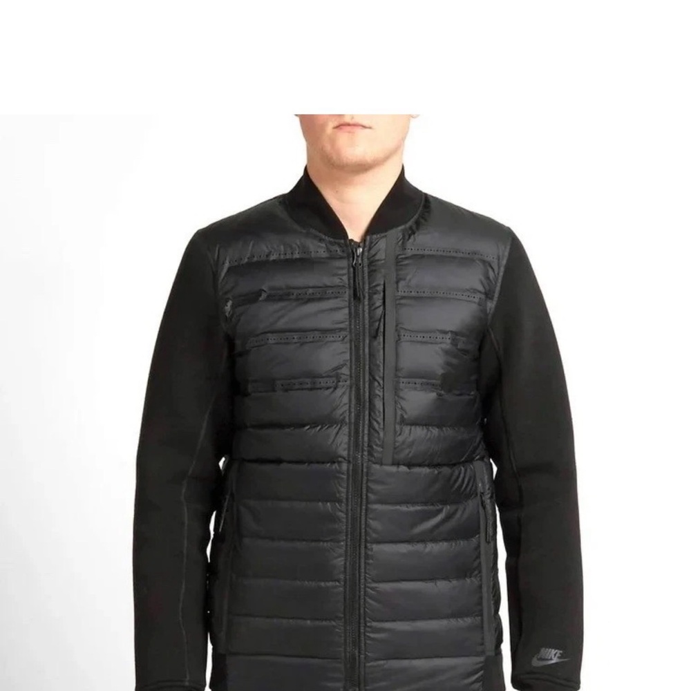 Nike Men's Black Tech Fleece Aeroloft Down Bomber Jacket Size XL
